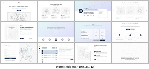 Vector templates for website design, minimal presentations, portfolio. UI, UX, GUI. Design of headers, dashboard, contact forms, features, pricing, e-commerce page, blog etc. Social network concept.