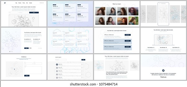 Vector templates for website design, minimal presentations, portfolio. UI, UX, GUI. Design of headers, dashboard, contact forms, features, pricing, e-commerce page, blog etc. Social network concept.