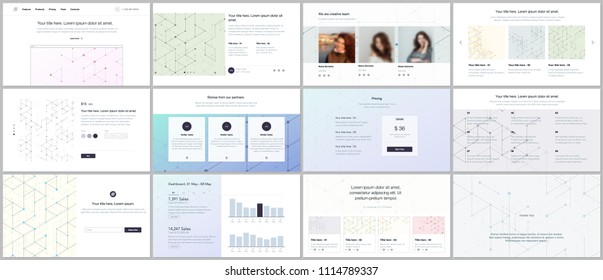 Vector templates for website design, minimal presentations, portfolio. UI, UX, GUI. Line art pattern with connecting lines. Abstract geometric graphic background. Technology, digital network concept