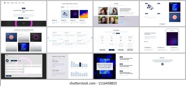 Vector templates for website design, minimal presentations, portfolio with abstract colorful infographics, minimalistic futuristic backgrounds. UI, UX, GUI. Design of header dashboard and other forms