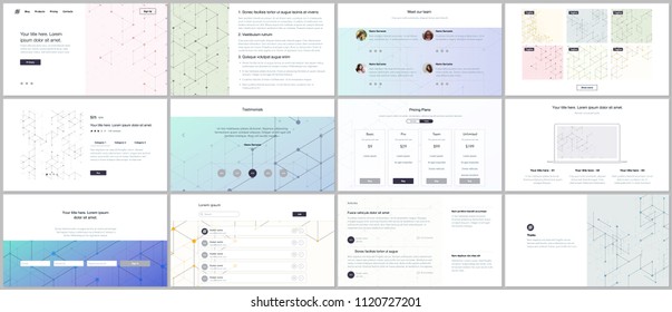 Vector templates for website design, minimal presentations, portfolio. UI, UX, GUI. Line art pattern with connecting lines. Abstract geometric graphic background. Technology, digital network concept.