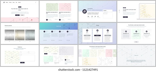 Vector templates for website design, minimal presentations, portfolio. UI, UX, GUI. Line art pattern with connecting lines. Abstract geometric graphic background. Technology, digital network concept.