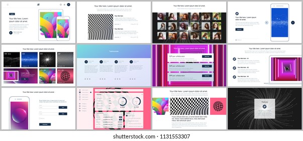 Vector templates for website design, minimal presentations, portfolio with vibrant colorful abstract gradient backgrounds. UI, UX, GUI. Design of headers, dashboard, contact forms, features page etc.