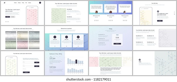 Vector templates for website design, minimal presentations, portfolio. UI, UX, GUI. Line art pattern with connecting lines. Abstract geometric graphic background. Technology, digital network concept.