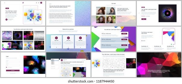 Vector templates for website design, minimal presentations, portfolio with vibrant geometric backgrounds made simple shapes in hipster style. UI, UX, GUI. Design of headers, features page, blog etc.