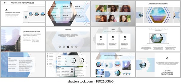 Vector templates for website design, presentations, portfolio. Templates for presentation slides, flyer, leaflet, brochure cover, report. Corporate identity business concept background with hexagons.