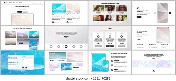Vector templates for website design, presentations, portfolio. Templates for presentation slides, flyer, leaflet, brochure cover, report. Wave flow background for science or medical concept design.