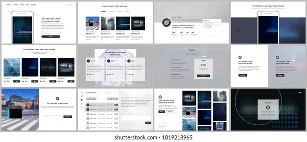Vector templates for website design, presentations, portfolio. Templates for trendy technology design modern electro music presentation slides, flyer, leaflet, brochure cover, annual report.