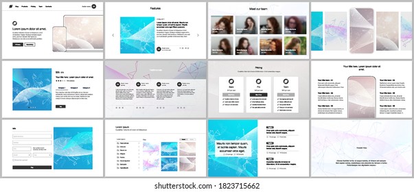 Vector templates for website design, presentations, portfolio. Templates for presentation slides, flyer, leaflet, brochure cover, report. Wave flow background for science or medical concept design.