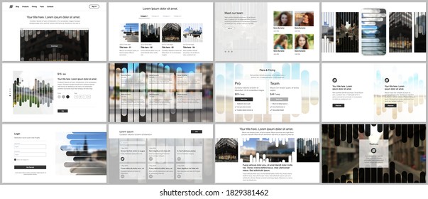 Vector templates for website design, presentations, portfolio. Templates for presentation slides, flyer, leaflet, brochure, report. Background template with lines, photo place for business design.