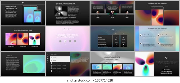 Vector templates for website design, presentations, portfolio. Templates for presentation slides, flyer, leaflet, annual report. Medical design with bright colored gradient pattern in form of cells.