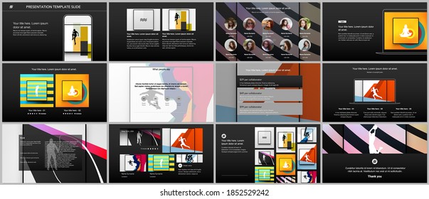 Vector templates for website design, presentations, portfolio. Templates for presentation slides, leaflet, brochure cover, report. Abstract colored sport backgrounds for sport event, fitness design.