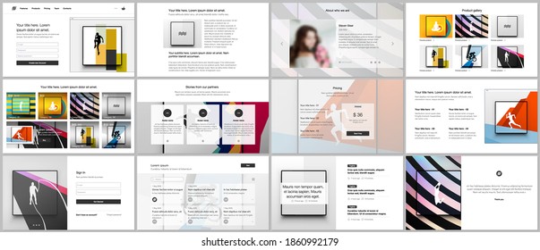 Vector templates for website design, presentations, portfolio. Templates for presentation slides, leaflet, brochure cover, report. Abstract colored sport backgrounds for sport event, fitness design.