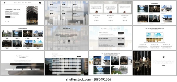 Vector templates for website design, presentations, portfolio. Templates for presentation slides, flyer, leaflet, brochure, report. Background template with lines, photo place for business design.