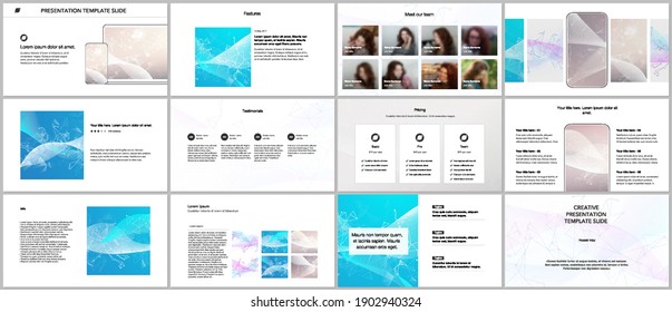 Vector templates for website design, presentations, portfolio. Templates for presentation slides, flyer, leaflet, brochure cover, report. Wave flow background for science or medical concept design.