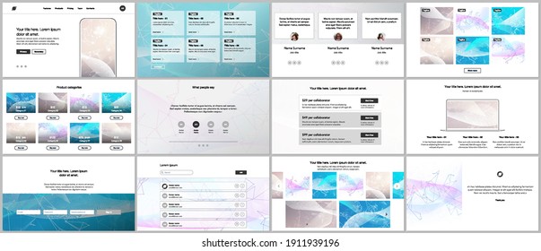 Vector templates for website design, presentations, portfolio. Templates for presentation slides, flyer, leaflet, brochure cover, report. Wave flow background for science or medical concept design.