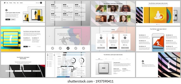 Vector templates for website design, presentations, portfolio. Templates for presentation slides, leaflet, brochure cover, report. Abstract colored sport backgrounds for sport event, fitness design.