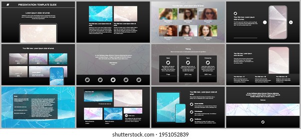 Vector templates for website design, presentations, portfolio. Templates for presentation slides, flyer, leaflet, brochure cover, report. Wave flow background for science or medical concept design.