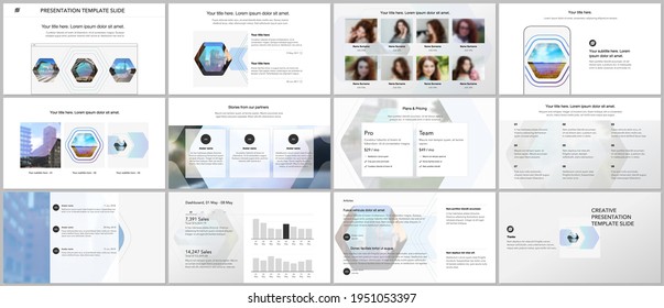 Vector templates for website design, presentations, portfolio. Templates for presentation slides, flyer, leaflet, brochure cover, report. Corporate identity business concept background with hexagons.