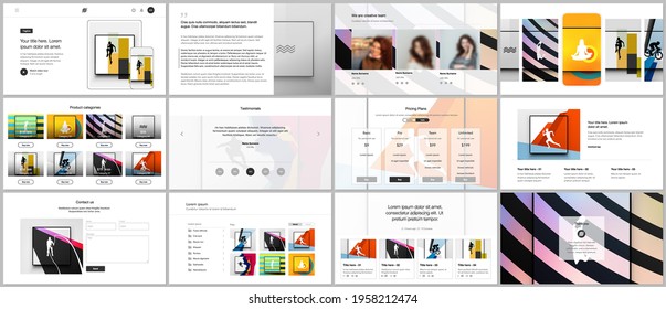 Vector templates for website design, presentations, portfolio. Templates for presentation slides, leaflet, brochure cover, report. Abstract colored sport backgrounds for sport event, fitness design.