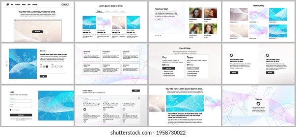 Vector templates for website design, presentations, portfolio. Templates for presentation slides, flyer, leaflet, brochure cover, report. Wave flow background for science or medical concept design.