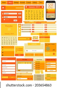 Vector Templates for website, made in Flat Web Design with buttons, calendars and icons,  includes one page website templates and flat design concept illustrations