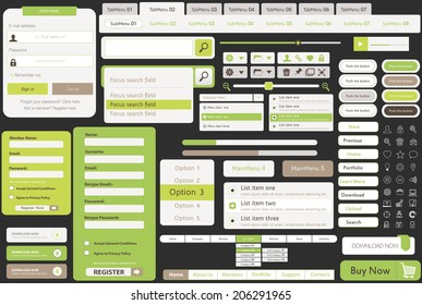 Vector Templates for website, made in Flat Web Design with buttons and icons,  includes one page website templates and flat design concept illustrations