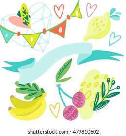 Vector temple for kids in trendy graphic style.