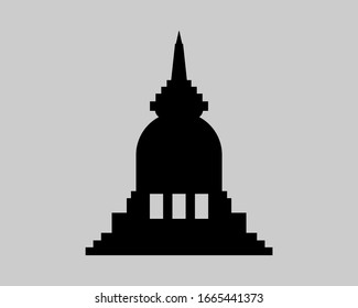 Vector temple stupa with a white background