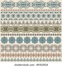 vector ten seamless vintage border pattern, brushes included