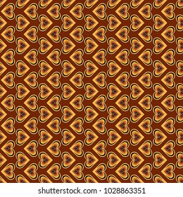 Vector tender background in brown, yellow and black colors. Abstract flowers seamless pattern.