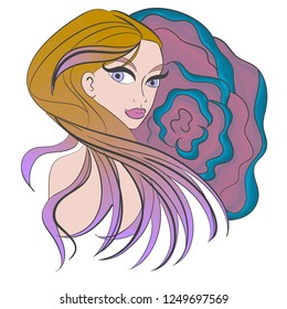 
vector tender girl with flower