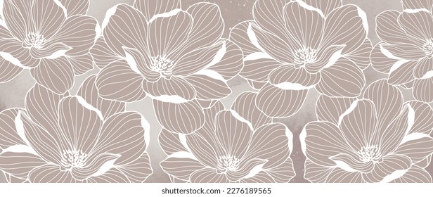 Ilustración vectorial de colores beige y rosa con lotos blancos para la decoración, cubiertas, fondos, postales
