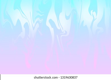 Vector tender marbling pink and blue holographic background. 
