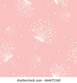 Vector of tender white pollen decoration into seamless pattern on sweet pink  background colors.