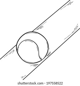 vector, tenis ball on the line, sketch