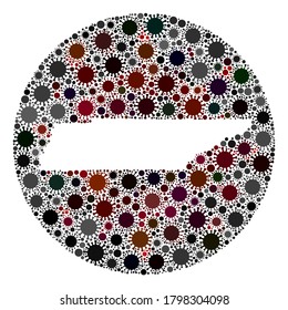 Vector Tennessee State map collage of covid-2019 virus. Infection attacks the isolated territory from external zone. Hole round Tennessee State map collage designed with infection items.