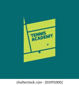 Vector tennis academy logo template. Court symbol in the shape of a book. Sport illustration.