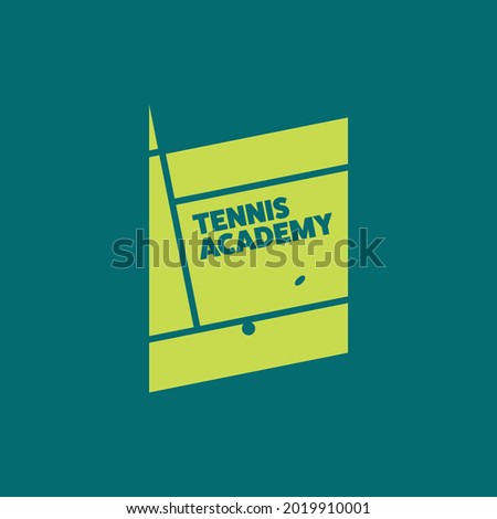 Vector tennis academy logo template. Court symbol in the shape of a book. Sport illustration.