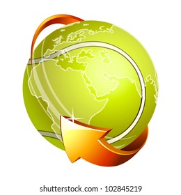 Vector tennis around the world icon .  World  globe .