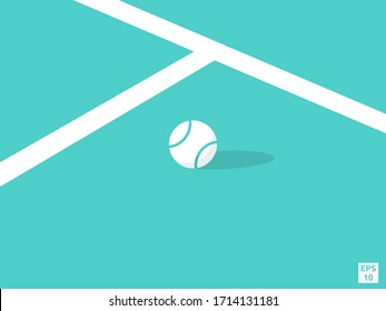 tenis vector FONDO. Ilustración plana de pista de tenis Y BALL. símbolo de señal deportiva - icono del campo de tenis