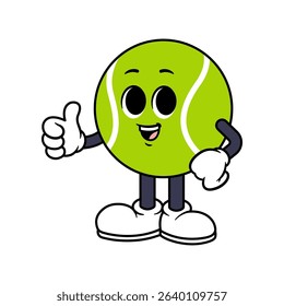 Vector Tennis Ball Character Thumbs Up