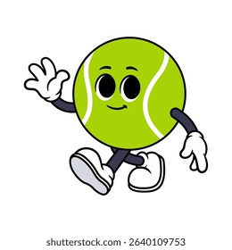 Vector Tennis Ball Character Waving