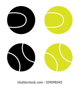 Vector tennis ball flat icon set