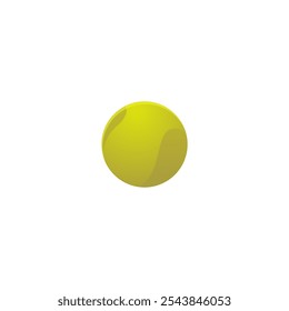 Vector tennis ball icon. A bright yellow competition sphere is isolated on a white background. A round object for hobbies, games or sports equipment.