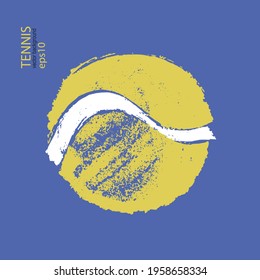 Vector tennis ball on a blue background. Element for design of t-shirt, cover, poster.