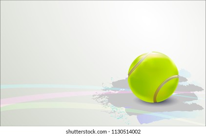 Balón de tenis vectorial. Un objeto realista y un fondo deportivo para carteles, folletos para competiciones mundiales de tenis.Ilustración vectorial.Elemento de equipamiento deportivo.