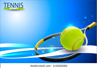 Vector tennis ball. A realistic object and sports background for posters, leaflets for world tennis competitions.Vector illustration.Sport equipment element.