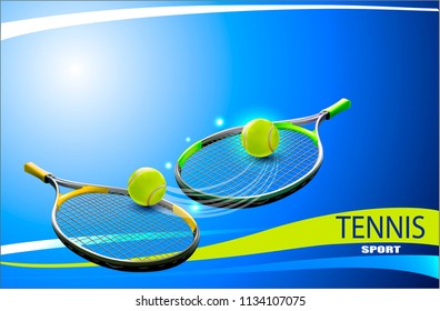 Balón de tenis vectorial. Un objeto realista y un fondo deportivo para carteles, folletos para competiciones mundiales de tenis.Ilustración vectorial.Elemento de equipamiento deportivo.