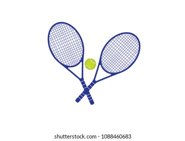 Vector tennis blue emblem with ball